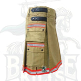 Modern Khaki Bunker Gear Firefighter Kilt – Handmade Utility Kilt with Reflective Trim